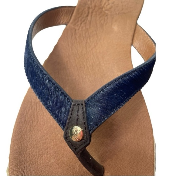 Tommy Bahama Relaxology Women’s Ionna Navy Blue Leather/Mohair Sandals - Picture 7 of 10